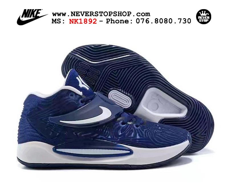 Giày Nike KD 14 Xanh Trắng bóng rổ nam hàng đẹp sfake replica 1:1 giá rẻ tại NeverStop Sneaker Shop Quận 3 HCM
